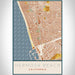 Hermosa Beach California Map Print Portrait Orientation in Woodblock Style With Shaded Background