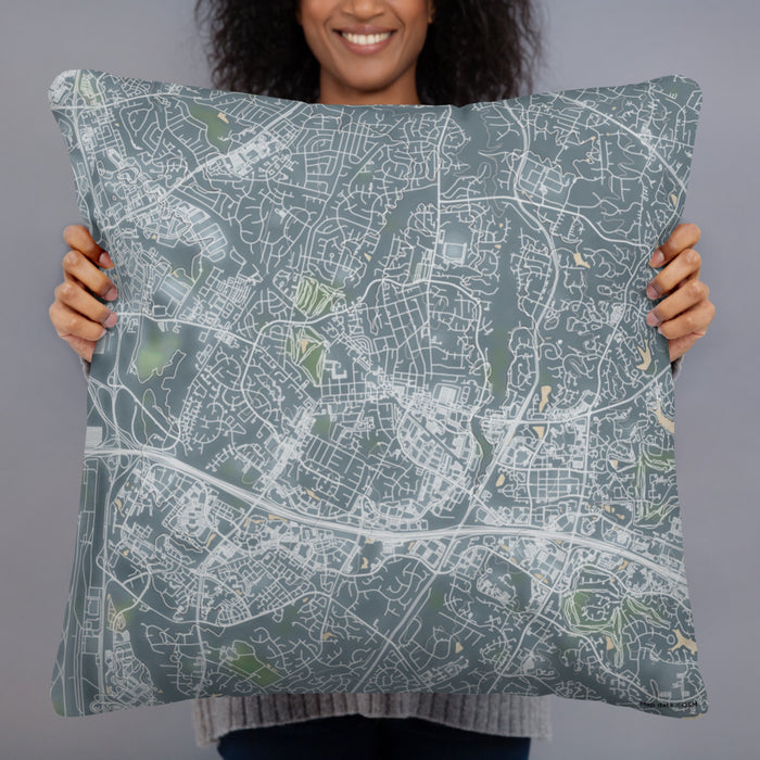 Person holding 22x22 Custom Herndon Virginia Map Throw Pillow in Afternoon