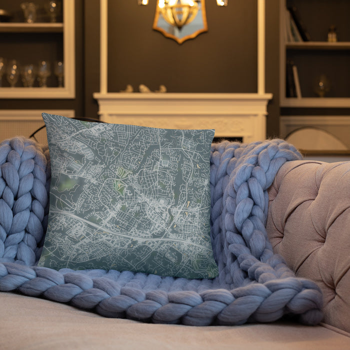 Custom Herndon Virginia Map Throw Pillow in Afternoon on Cream Colored Couch