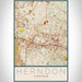 Herndon Virginia Map Print Portrait Orientation in Woodblock Style With Shaded Background