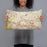 Person holding 20x12 Custom Herndon Virginia Map Throw Pillow in Woodblock
