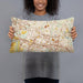 Person holding 20x12 Custom Herndon Virginia Map Throw Pillow in Woodblock