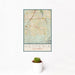 12x18 Hesperia California Map Print Portrait Orientation in Woodblock Style With Small Cactus Plant in White Planter