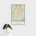 16x24 Hesperia California Map Print Portrait Orientation in Woodblock Style With Tropical Plant Leaves in Water