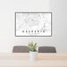 24x36 Hesperia California Map Print Lanscape Orientation in Classic Style Behind 2 Chairs Table and Potted Plant