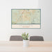 24x36 Hesperia California Map Print Lanscape Orientation in Woodblock Style Behind 2 Chairs Table and Potted Plant
