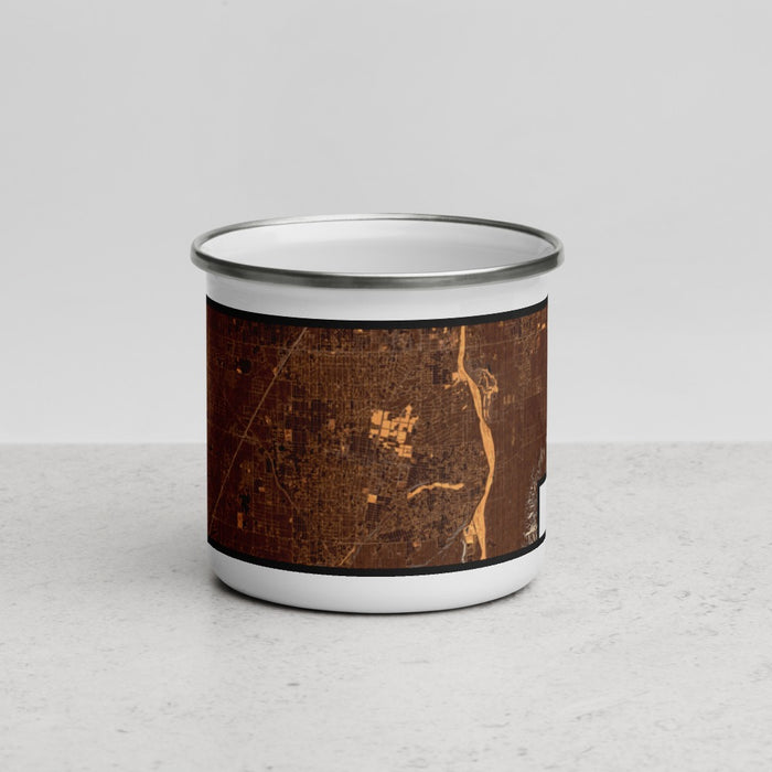 Front View Custom Hesperia California Map Enamel Mug in Ember