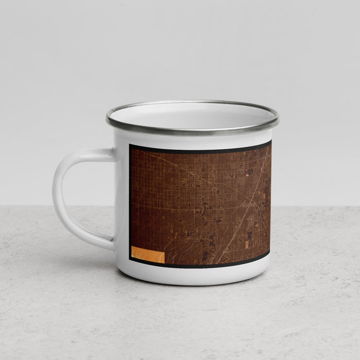 Left View Custom Hesperia California Map Enamel Mug in Ember
