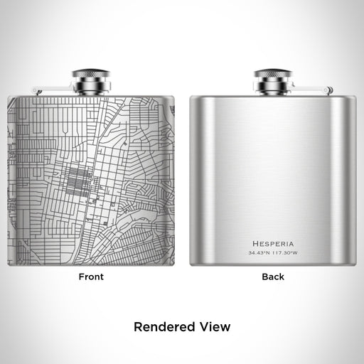 Rendered View of Hesperia California Map Engraving on 6oz Stainless Steel Flask