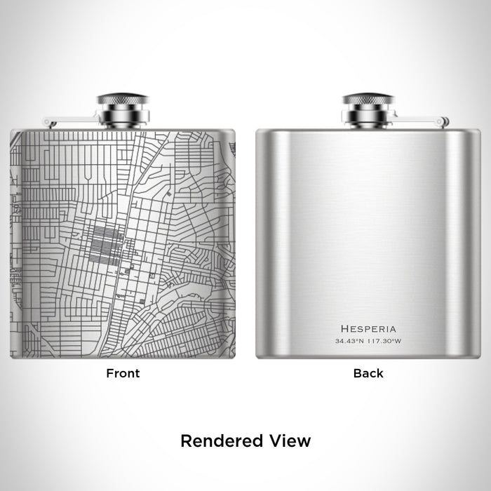 Rendered View of Hesperia California Map Engraving on 6oz Stainless Steel Flask