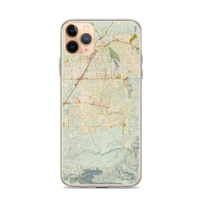 Custom iPhone 11 Pro Max Hesperia California Map Phone Case in Woodblock