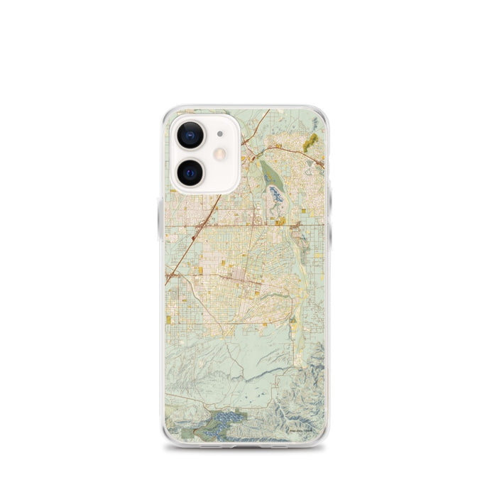 Custom iPhone 12 mini Hesperia California Map Phone Case in Woodblock