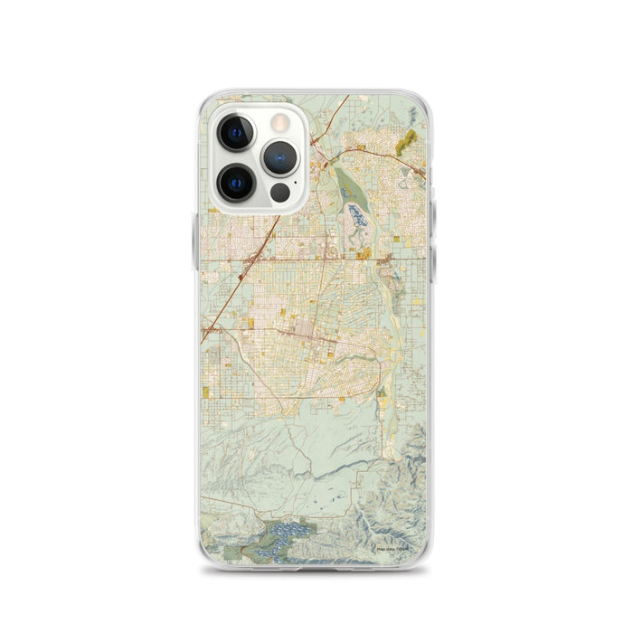 Custom iPhone 12 Pro Hesperia California Map Phone Case in Woodblock