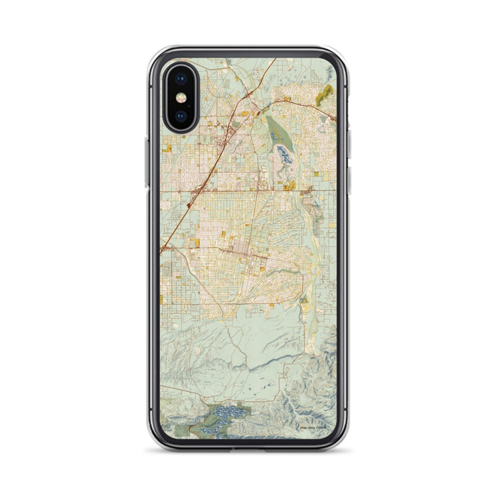 Custom iPhone X/XS Hesperia California Map Phone Case in Woodblock