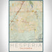 Hesperia California Map Print Portrait Orientation in Woodblock Style With Shaded Background