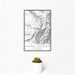 12x18 Hesperus Mountain Colorado Map Print Portrait Orientation in Classic Style With Small Cactus Plant in White Planter