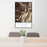 24x36 Hesperus Mountain Colorado Map Print Portrait Orientation in Ember Style Behind 2 Chairs Table and Potted Plant