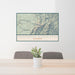 24x36 Hesperus Mountain Colorado Map Print Lanscape Orientation in Woodblock Style Behind 2 Chairs Table and Potted Plant