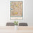 24x36 Hialeah Florida Map Print Portrait Orientation in Woodblock Style Behind 2 Chairs Table and Potted Plant