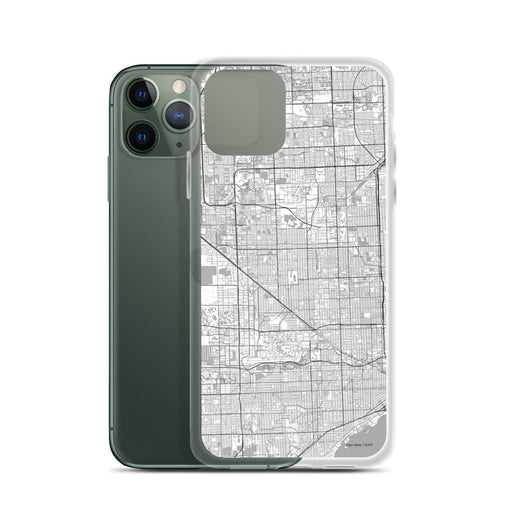 Custom Hialeah Florida Map Phone Case in Classic on Table with Laptop and Plant