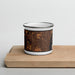 Front View Custom Hialeah Florida Map Enamel Mug in Ember on Cutting Board