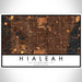 Hialeah Florida Map Print Landscape Orientation in Ember Style With Shaded Background