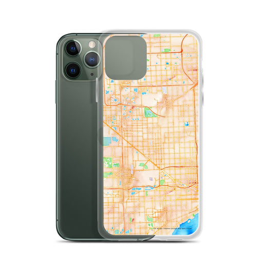 Custom Hialeah Florida Map Phone Case in Watercolor on Table with Laptop and Plant