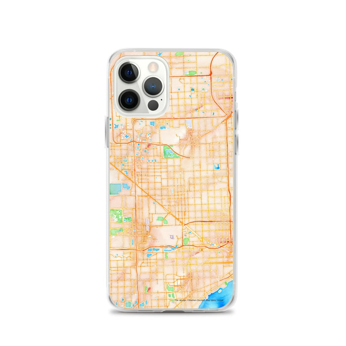Custom Hialeah Florida Map iPhone 12 Pro Phone Case in Watercolor