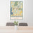 24x36 High Bridge New Jersey Map Print Portrait Orientation in Woodblock Style Behind 2 Chairs Table and Potted Plant