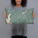 Person holding 20x12 Custom High Bridge New Jersey Map Throw Pillow in Afternoon