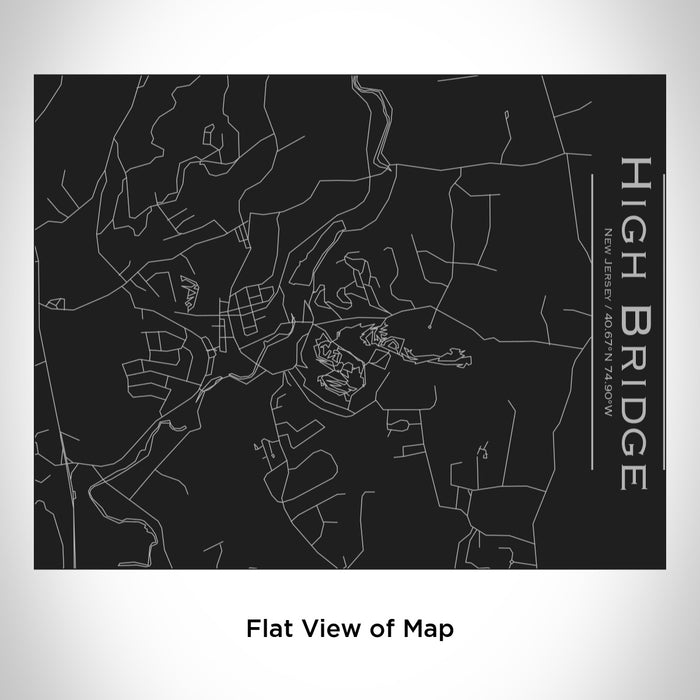 Rendered View of High Bridge New Jersey Map Engraving on 20oz Stainless Steel Insulated Bottle with Bamboo Top in Black