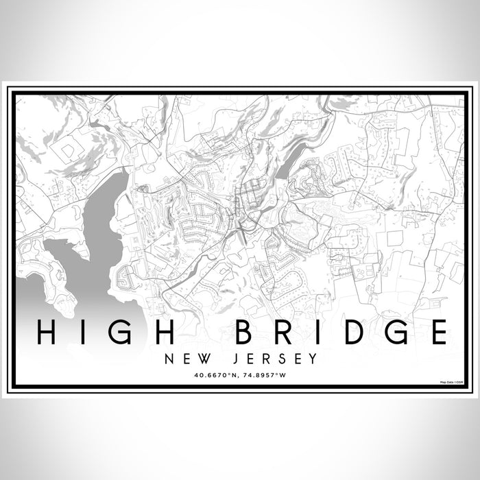 High Bridge New Jersey Map Print Landscape Orientation in Classic Style With Shaded Background