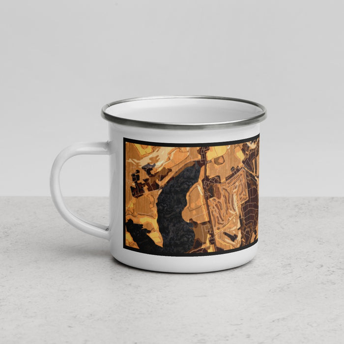 Left View Custom High Bridge New Jersey Map Enamel Mug in Ember
