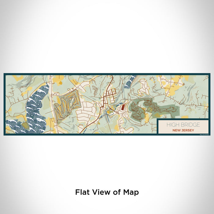 Flat View of Map Custom High Bridge New Jersey Map Enamel Mug in Woodblock