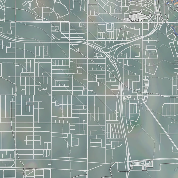 Highland California Map Print in Afternoon Style Zoomed In Close Up Showing Details