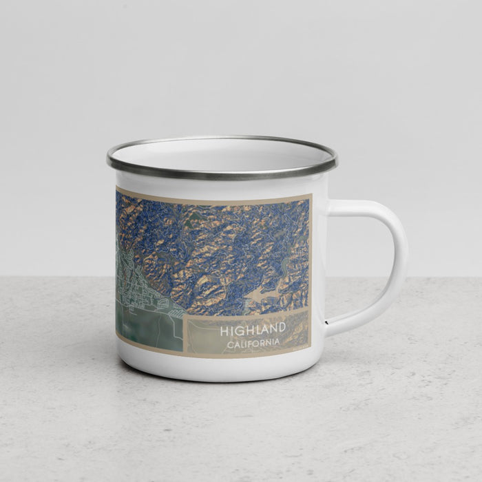 Right View Custom Highland California Map Enamel Mug in Afternoon