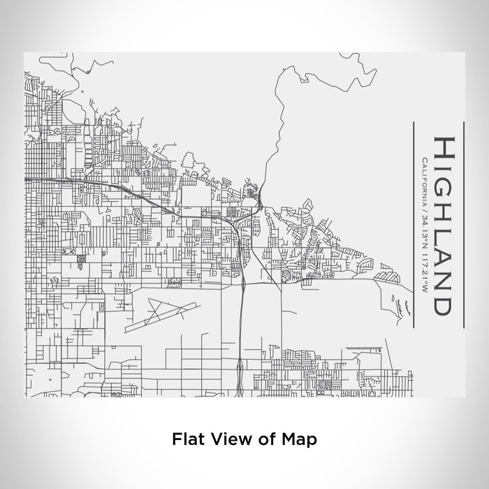 Rendered View of Highland California Map Engraving on 20oz Stainless Steel Insulated Bottle with Bamboo Top in White