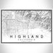 Highland California Map Print Landscape Orientation in Classic Style With Shaded Background