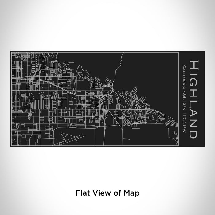 Rendered View of Highland California Map Engraving on 17oz Stainless Steel Insulated Cola Bottle in Black
