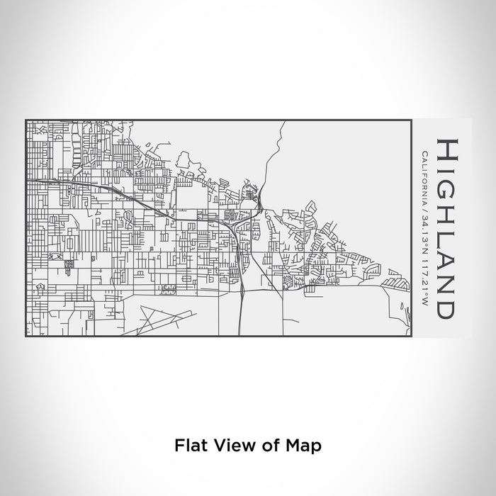 Rendered View of Highland California Map Engraving on 17oz Stainless Steel Insulated Cola Bottle in White