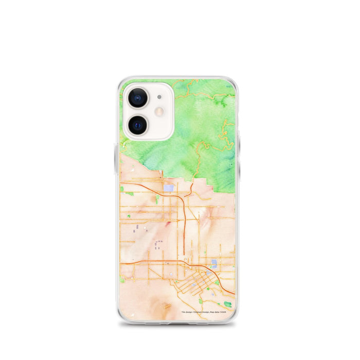 Custom iPhone 12 mini Highland California Map Phone Case in Watercolor
