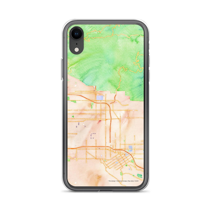 Custom iPhone XR Highland California Map Phone Case in Watercolor