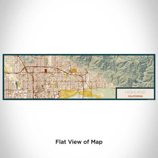 Flat View of Map Custom Highland California Map Enamel Mug in Woodblock