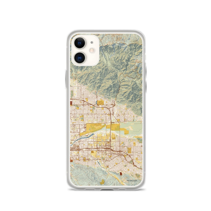 Custom iPhone 11 Highland California Map Phone Case in Woodblock