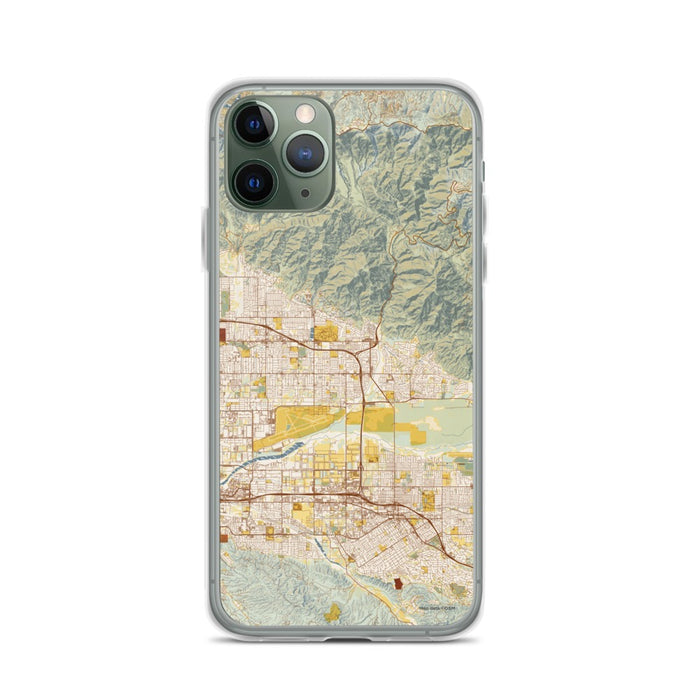 Custom iPhone 11 Pro Highland California Map Phone Case in Woodblock