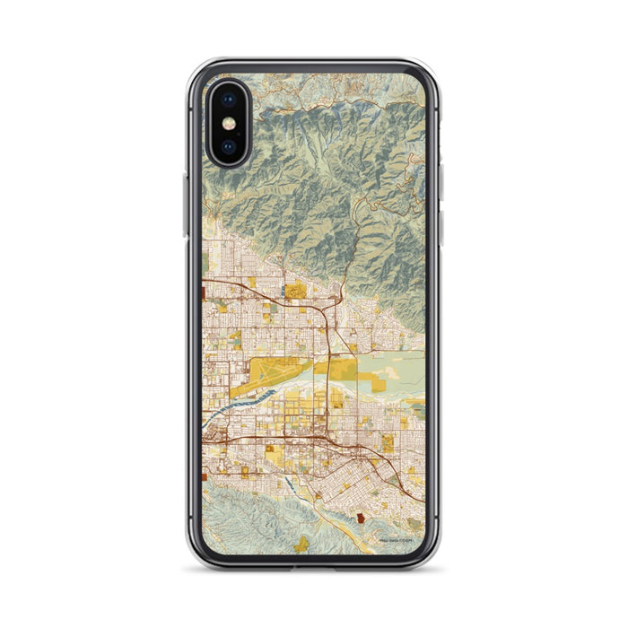 Custom iPhone X/XS Highland California Map Phone Case in Woodblock