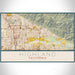 Highland California Map Print Landscape Orientation in Woodblock Style With Shaded Background