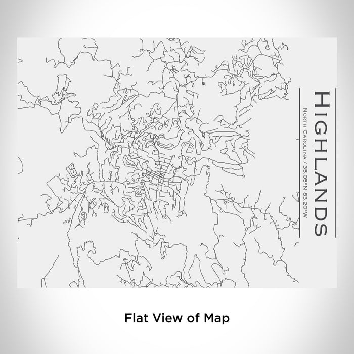 Rendered View of Highlands North Carolina Map Engraving on 20oz Stainless Steel Insulated Bottle with Bamboo Top in White