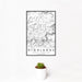 12x18 Highlands North Carolina Map Print Portrait Orientation in Classic Style With Small Cactus Plant in White Planter