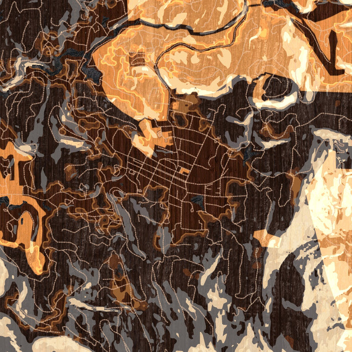 Highlands North Carolina Map Print in Ember Style Zoomed In Close Up Showing Details